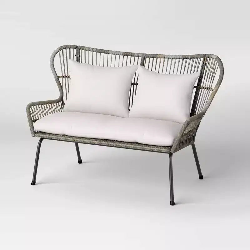 Steel and Wicker Latigo Rust Resistant Outdoor Patio Loveseat Arm Chair Gray - Threshold™