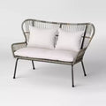 Steel and Wicker Latigo Rust Resistant Outdoor Patio Loveseat Arm Chair Gray - Threshold™