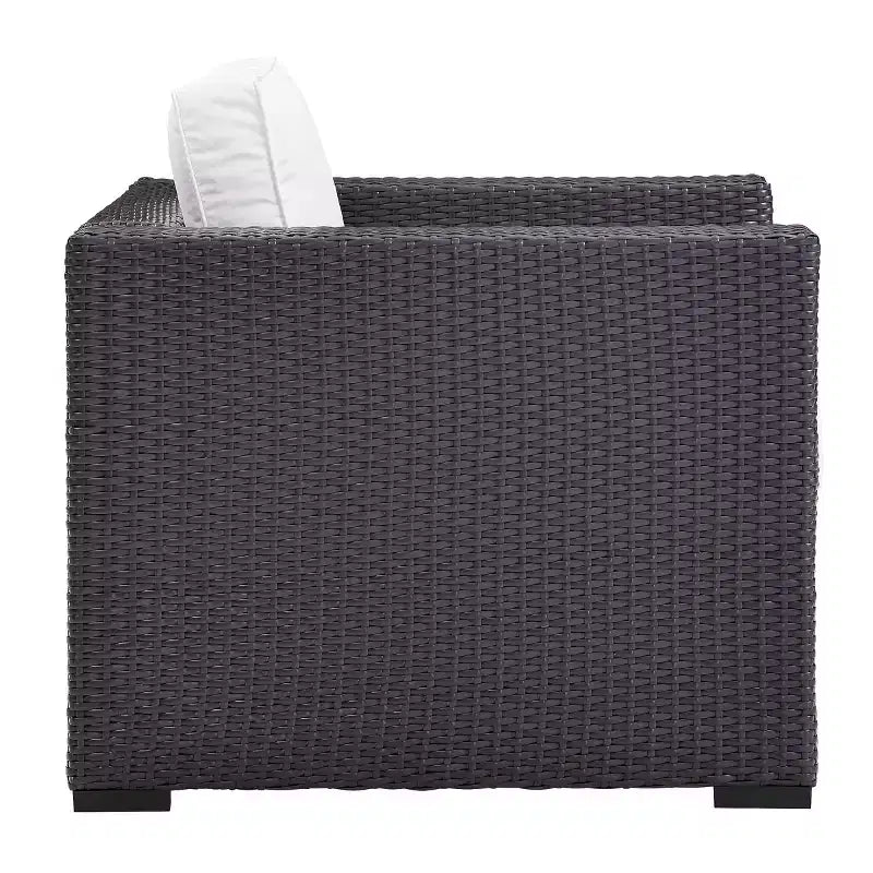 Fauteuil Biscayne avec coussins blancs - Marron/Blanc - Crosley