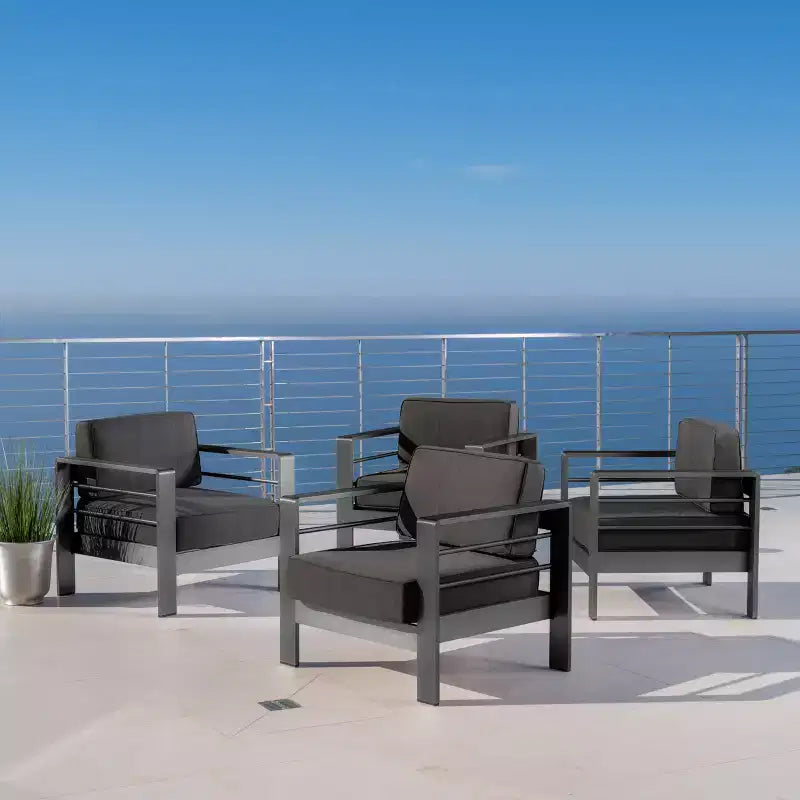 Lot de 4 fauteuils de club en aluminium Cape Coral : Résistants à l'eau et aux intempéries - Christopher Knight Home