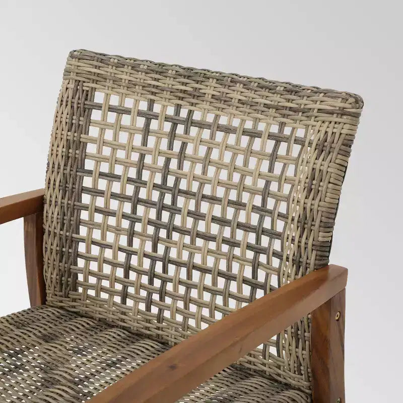 Lot de 4 chaises de club Hampton en osier de style Mid-Century : Cadre en bois d'acacia et fer - Christopher Knight Home