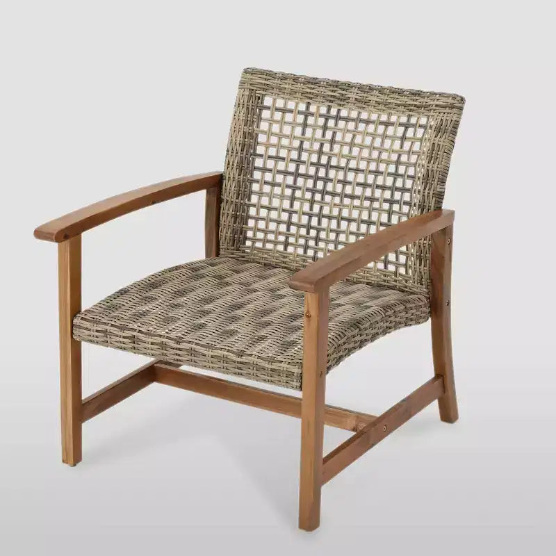 Lot de 4 chaises de club Hampton en osier de style Mid-Century : Cadre en bois d'acacia et fer - Christopher Knight Home