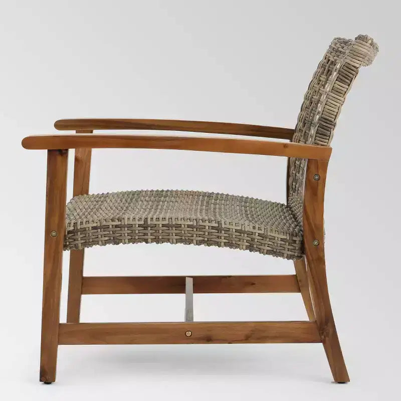 Lot de 4 chaises de club Hampton en osier de style Mid-Century : Cadre en bois d'acacia et fer - Christopher Knight Home
