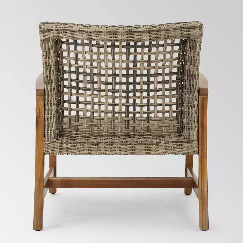 Lot de 4 chaises de club Hampton en osier de style Mid-Century : Cadre en bois d'acacia et fer - Christopher Knight Home