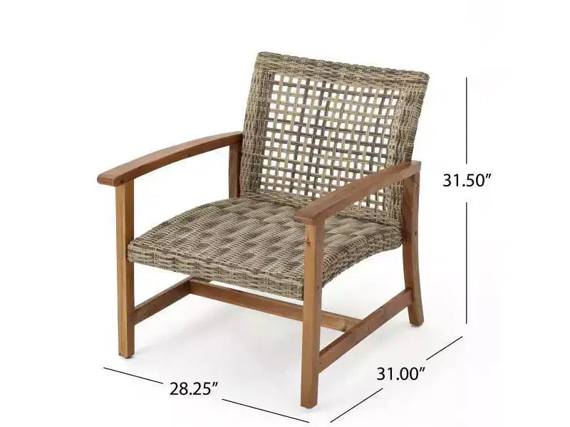 Lot de 4 chaises de club Hampton en osier de style Mid-Century : Cadre en bois d'acacia et fer - Christopher Knight Home