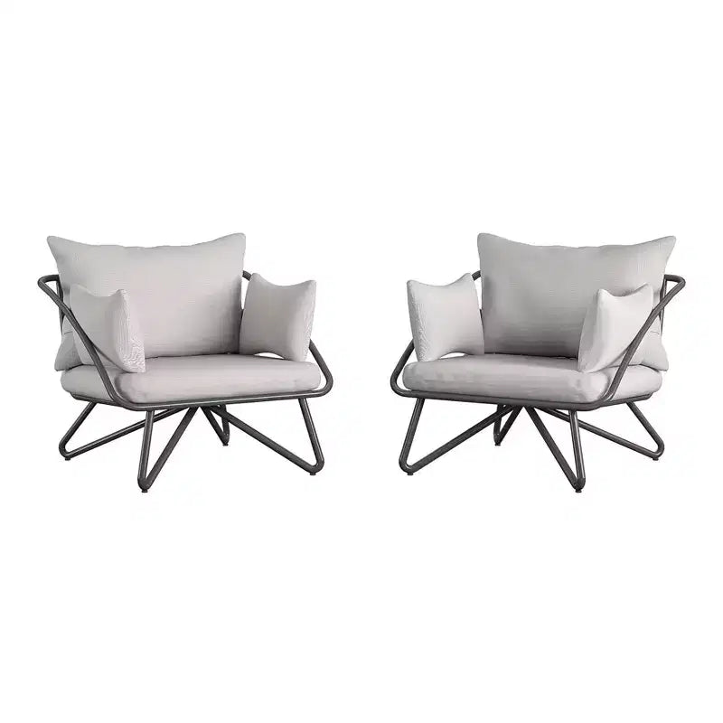 Chaises longues d'extérieur Teddi 2 pièces anthracite - Novogratz : Mobilier de jardin résistant aux intempéries, cadre en acier