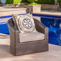 Darius Wicker Swivel Club Chair: Christopher Knight Home, Cushioned, Weather-Resistant Patio Furniture