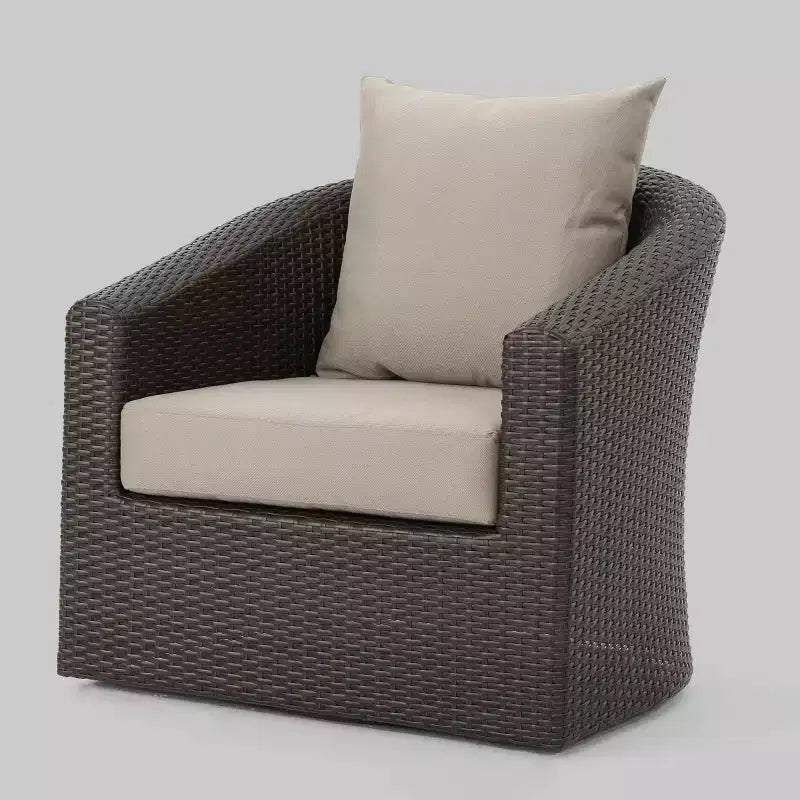 Fauteuil club pivotant en osier Darius : Christopher Knight Home, rembourré, mobilier de patio résistant aux intempéries