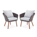 2pk All-Weather Wicker Athens Outdoor Chairs with Cushions Brown - Alaterre Furniture: Sturdy Patio Seating