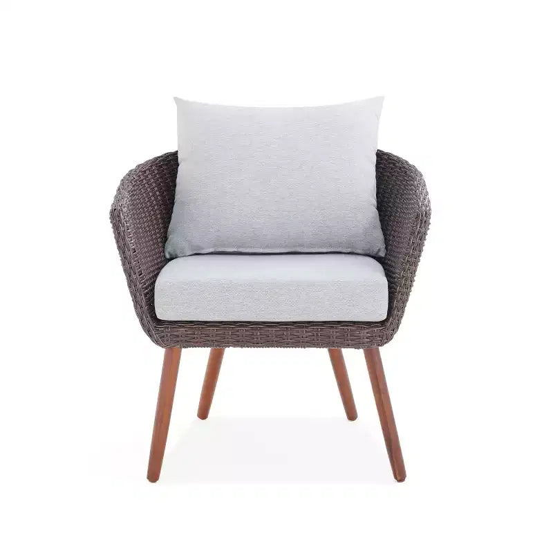 Lot de 2 chaises d'extérieur Athènes en osier tout temps avec coussins marron - Alaterre Furniture : Sièges de patio robustes