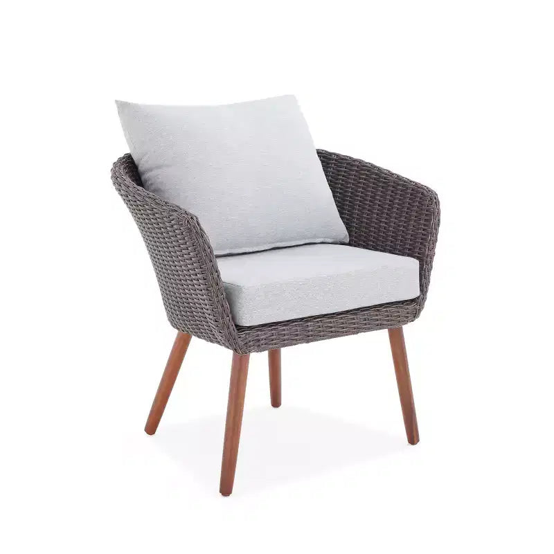 Lot de 2 chaises d'extérieur Athènes en osier tout temps avec coussins marron - Alaterre Furniture : Sièges de patio robustes