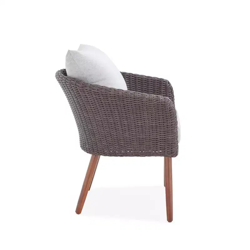 Lot de 2 chaises d'extérieur Athènes en osier tout temps avec coussins marron - Alaterre Furniture : Sièges de patio robustes