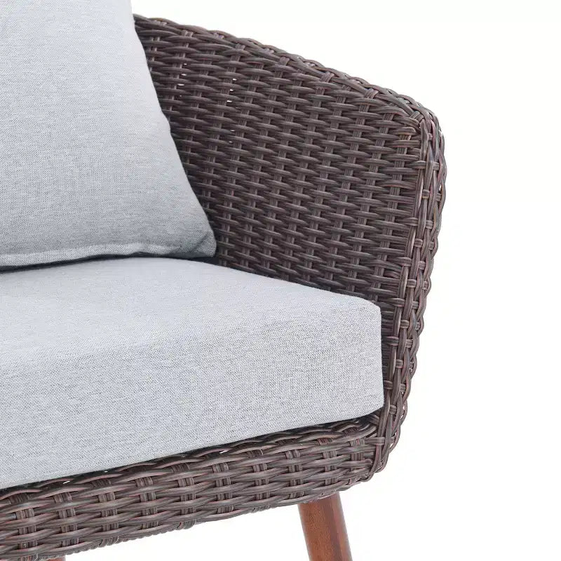 Lot de 2 chaises d'extérieur Athènes en osier tout temps avec coussins marron - Alaterre Furniture : Sièges de patio robustes