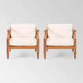 Aston 2pk Acacia Wood Mid-Century Modern Club Chairs: Weather-Resistant Patio Seating - Christopher Knight Home