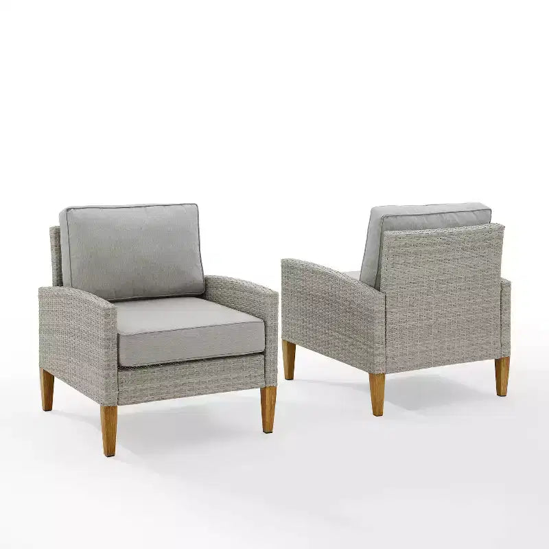 Ensemble de 2 chaises en osier Capella Outdoor gris/chêne - Crosley