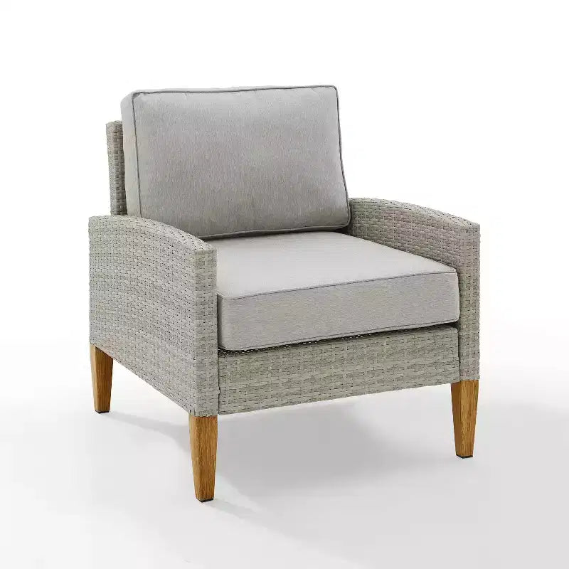 Ensemble de 2 chaises en osier Capella Outdoor gris/chêne - Crosley