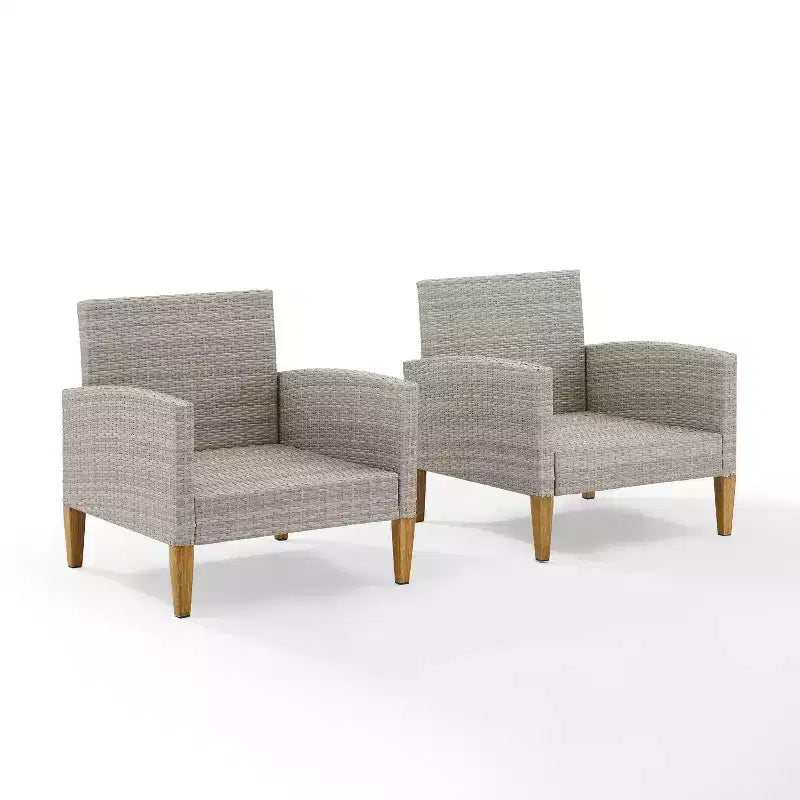 Ensemble de 2 chaises en osier Capella Outdoor gris/chêne - Crosley