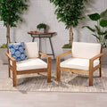 Santa Ana 2pk Acacia Wood Club Chairs Teak/Cream - Christopher Knight Home