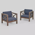 Brava 2pk Acacia Wood Club Chairs - Gray/Dark Gray - Christopher Knight Home: Water-Resistant Patio Furniture