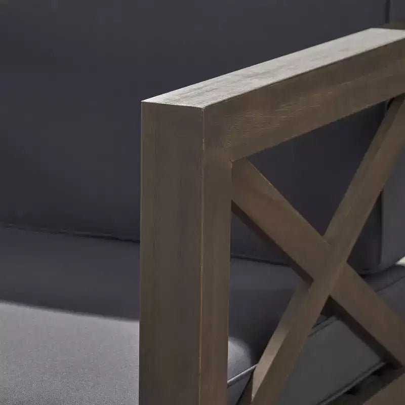 Chaises de club Brava en bois d'acacia (lot de 2) – Gris/Gris foncé – Christopher Knight Home : Mobilier de patio résistant à l'eau