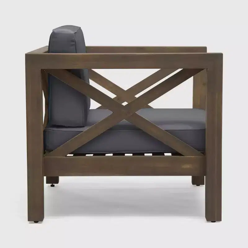 Chaises de club Brava en bois d'acacia (lot de 2) – Gris/Gris foncé – Christopher Knight Home : Mobilier de patio résistant à l'eau