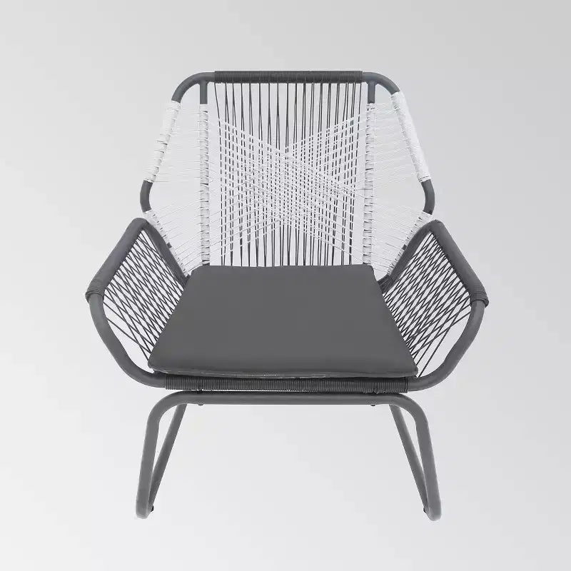 Lot de 2 chaises de jardin Milan en acier – Gris/Blanc – Christopher Knight Home : Chaises d'appoint de terrasse en osier, Résistant à l'eau