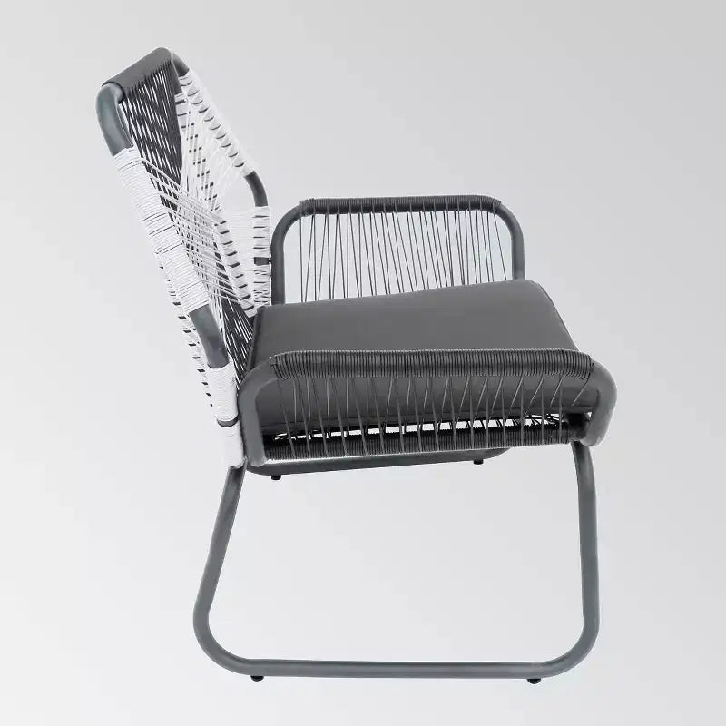 Lot de 2 chaises de jardin Milan en acier – Gris/Blanc – Christopher Knight Home : Chaises d'appoint de terrasse en osier, Résistant à l'eau