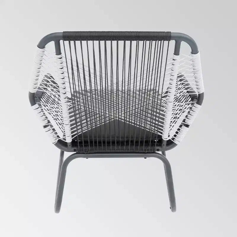 Lot de 2 chaises de jardin Milan en acier – Gris/Blanc – Christopher Knight Home : Chaises d'appoint de terrasse en osier, Résistant à l'eau