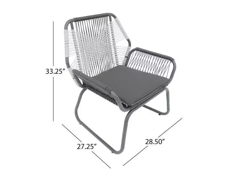 Lot de 2 chaises de jardin Milan en acier – Gris/Blanc – Christopher Knight Home : Chaises d'appoint de terrasse en osier, Résistant à l'eau
