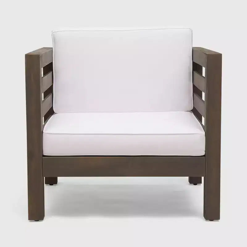 Lot de 2 fauteuils de jardin Oana en bois d'acacia - Gris/blanc - Christopher Knight Home