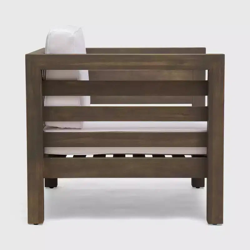 Lot de 2 fauteuils de jardin Oana en bois d'acacia - Gris/blanc - Christopher Knight Home
