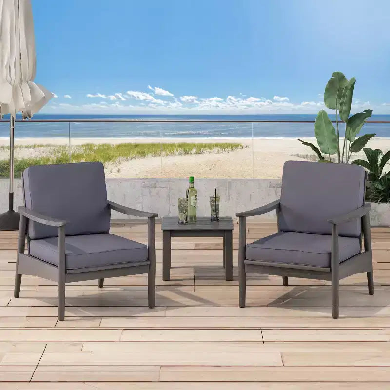 Chaises de jardin Willowbrook en bois d'acacia (lot de 2) - Gris/Gris foncé - Christopher Knight Home
