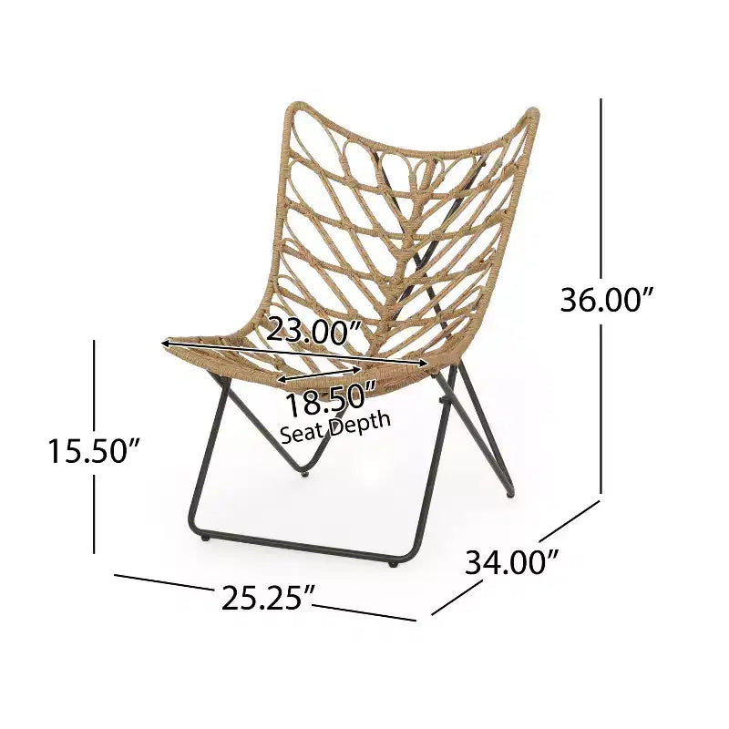 Christopher Knight Home Lot de 2 fauteuils d'appoint d'extérieur en osier Byson, marron clair/noir