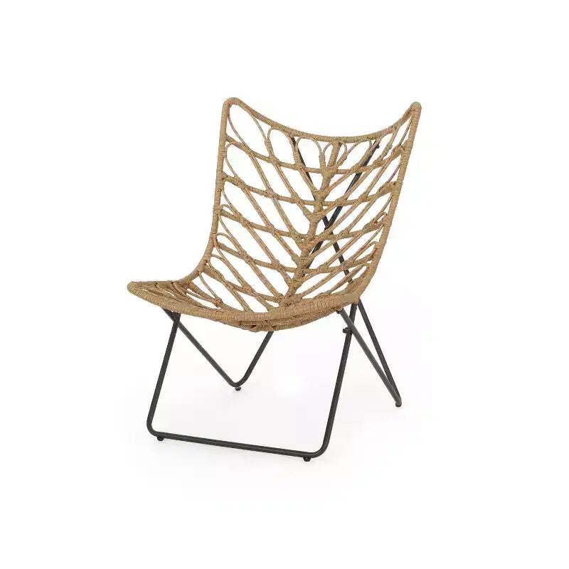Christopher Knight Home Lot de 2 fauteuils d'appoint d'extérieur en osier Byson, marron clair/noir