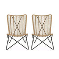 2pk Galtin Outdoor Iron/Wicker Accent Chairs: UV-Resistant, Weatherproof - Christopher Knight Home