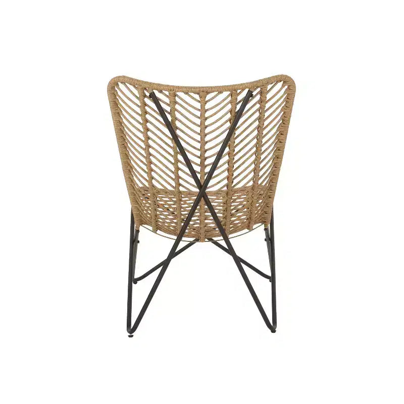 Lot de 2 chaises d'appoint Galtin en fer/osier pour l'extérieur : Résistantes aux UV, aux intempéries - Christopher Knight Home