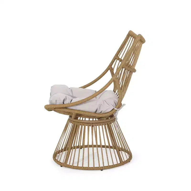 Christopher Knight Home Caryl Chaise de club d'extérieur avec coussins en osier marron clair/beige