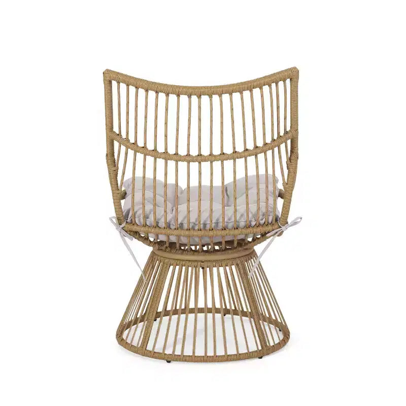 Christopher Knight Home Caryl Chaise de club d'extérieur avec coussins en osier marron clair/beige