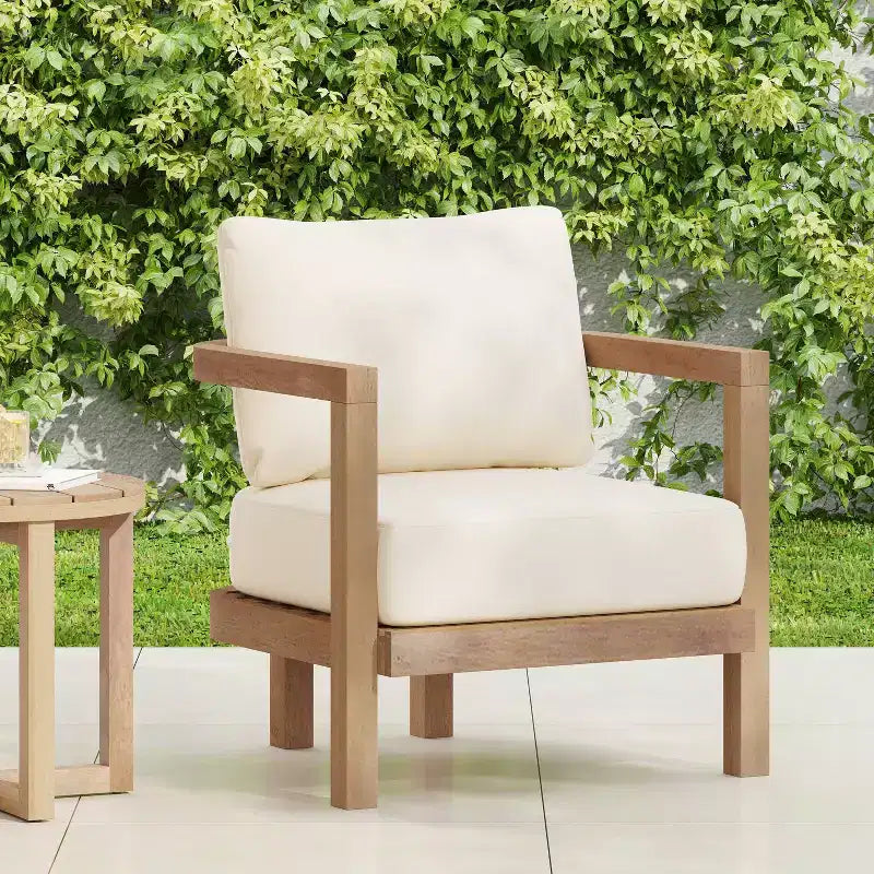 Christopher Knight Home Wichita Fauteuil de jardin en acacia avec coussins marron/beige