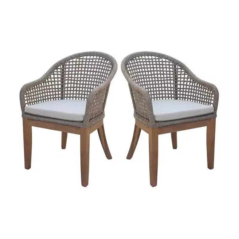 International Concepts 2pc Outdoor Teak Patio Chairs with Cushions: Quick-Drying, Foam-Filled, Spot Clean