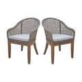 International Concepts 2pc Outdoor Teak Patio Chairs with Cushions: Quick-Drying, Foam-Filled, Spot Clean
