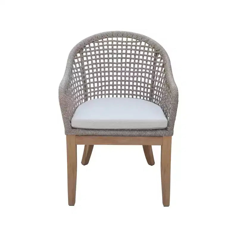 International Concepts Lot de 2 chaises de patio extérieures en teck avec coussins : séchage rapide, remplis de mousse, nettoyage des taches