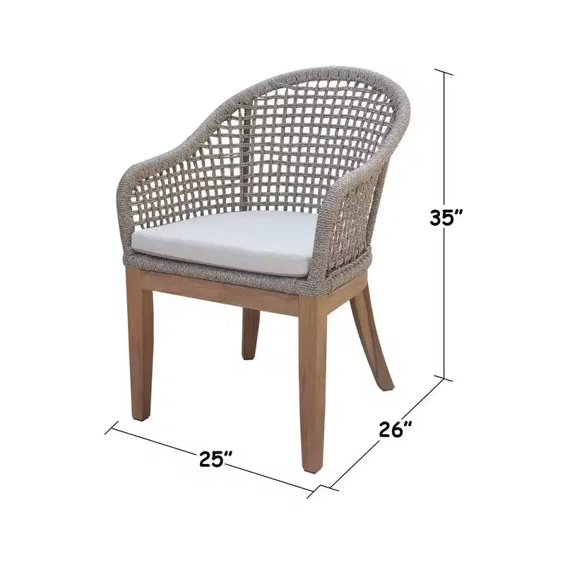 International Concepts Lot de 2 chaises de patio extérieures en teck avec coussins : séchage rapide, remplis de mousse, nettoyage des taches
