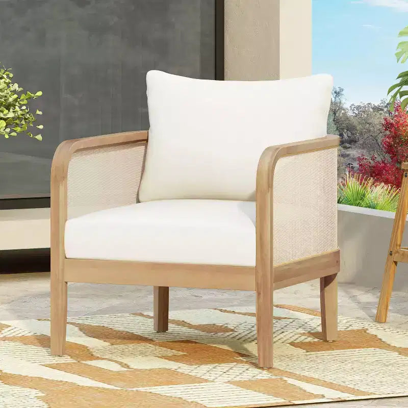 Christopher Knight Home Linksy Fauteuil de club moderne en acacia pour patio avec coussin résistant à l'eau
