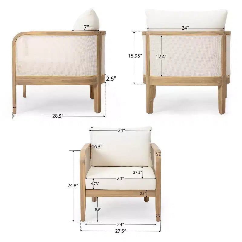 Christopher Knight Home Linksy Fauteuil de club moderne en acacia pour patio avec coussin résistant à l'eau