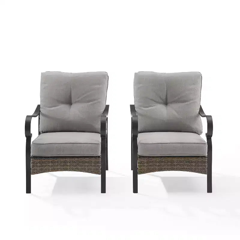 2 chaises de jardin en acier Dahlia Taupe/Noir mat - Crosley : Rembourrées, résistantes aux intempéries