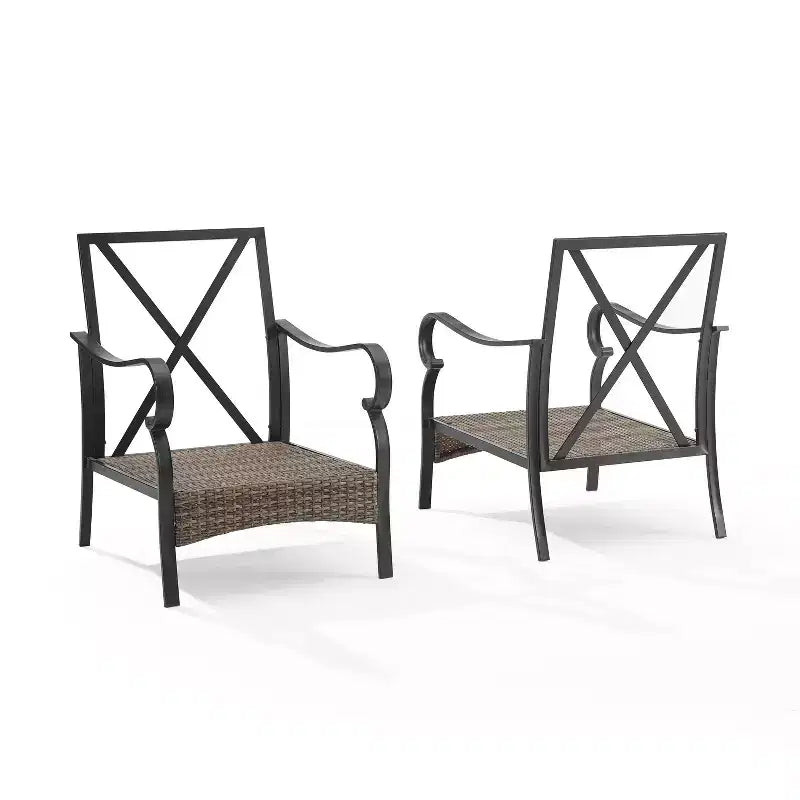2 chaises de jardin en acier Dahlia Taupe/Noir mat - Crosley : Rembourrées, résistantes aux intempéries