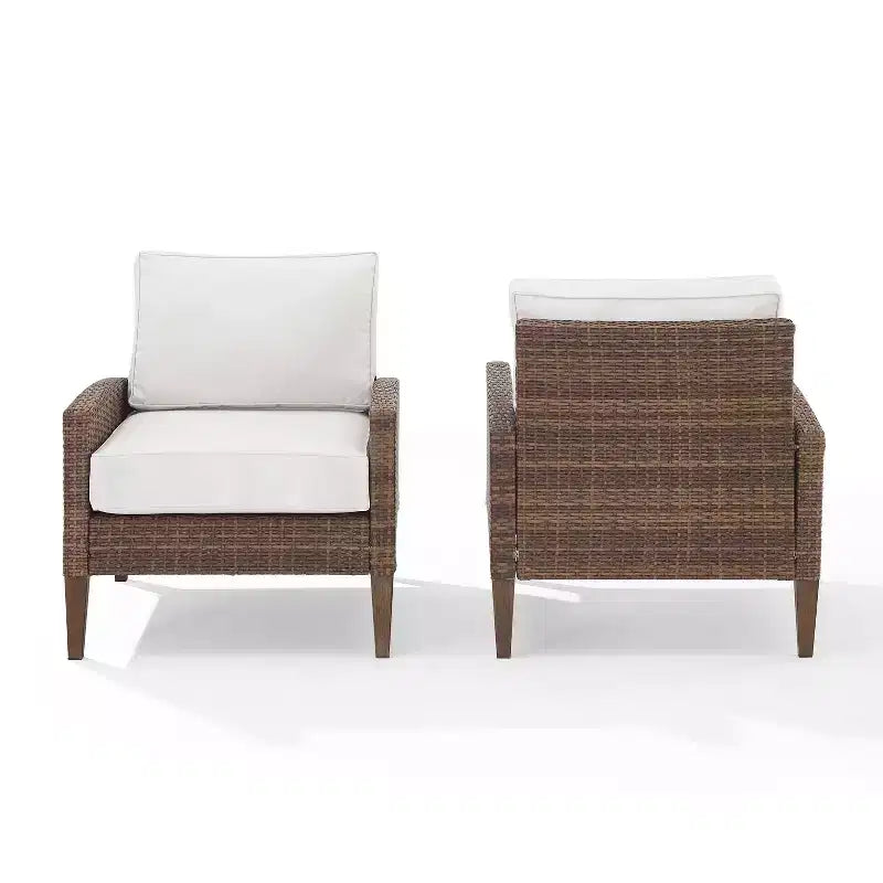 Fauteuils en osier d'extérieur Capella (paquet de 2) – Crème/Marron – Crosley