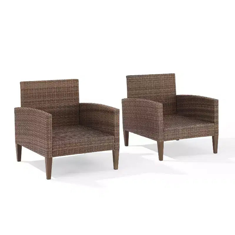 Fauteuils en osier d'extérieur Capella (paquet de 2) – Crème/Marron – Crosley