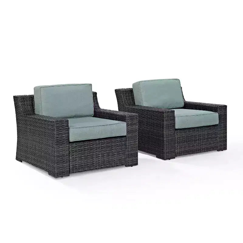 2 fauteuils d'extérieur en acier Beaufort, brume/marron - Crosley : mobilier de patio avec coussins amovibles